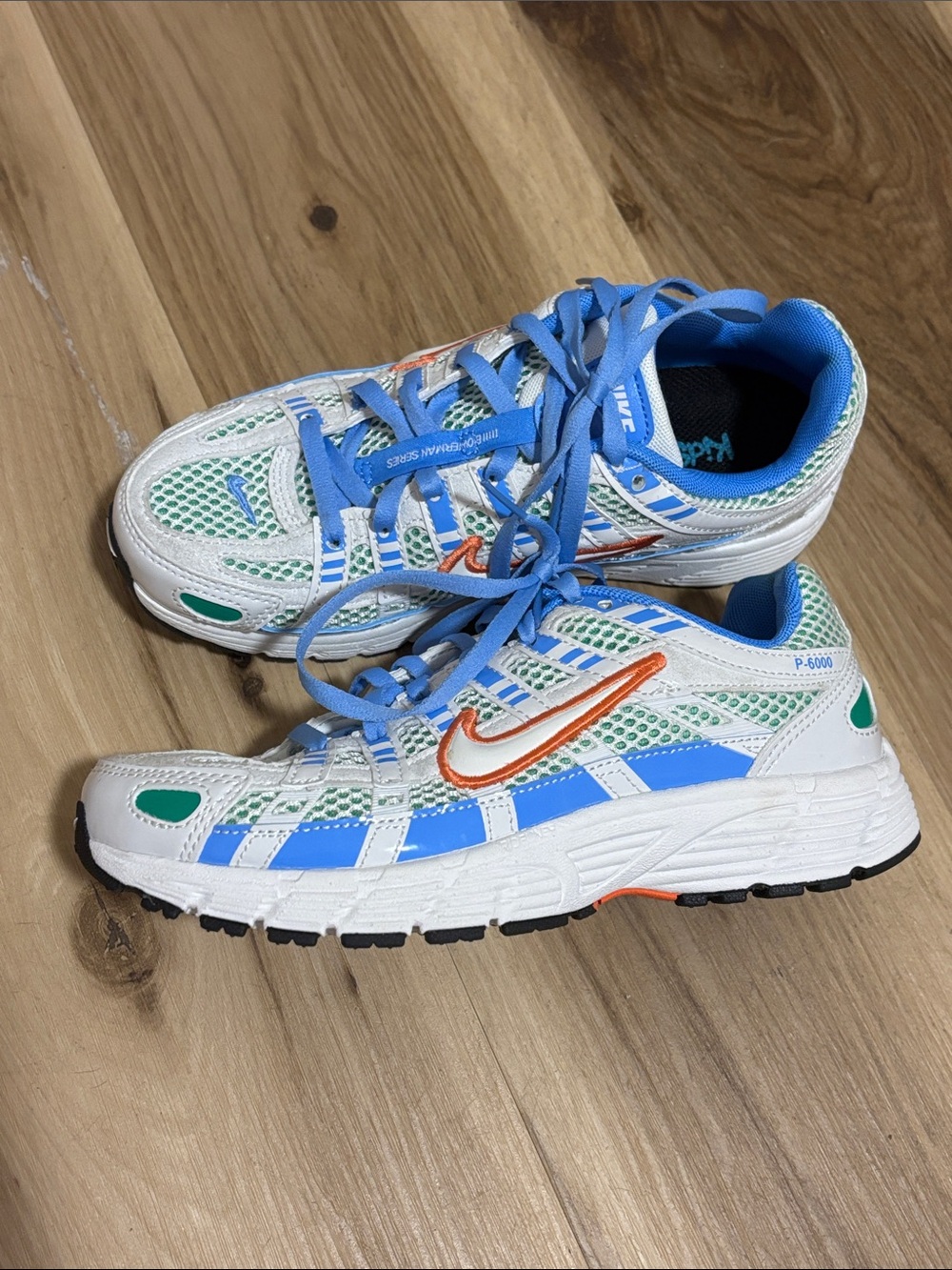 Nike Kids P-6000 Sneakers - White, Blue & Orange